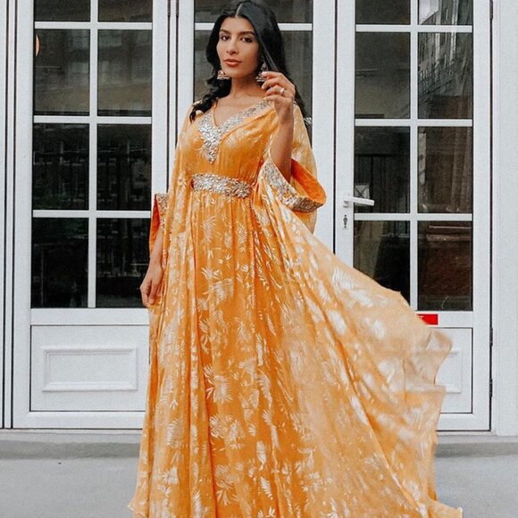 Kynah Salmah Rust Orange Kaftan, XS - Picture 9 of 9